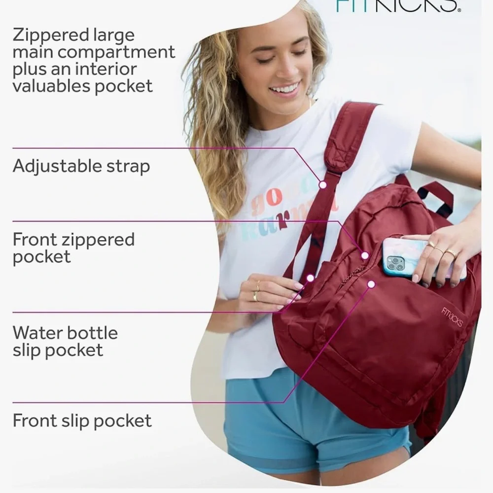 FITKICKS l Hideaway Packable Zipper Hiking Camping Outdoor Sport Travel Backpack